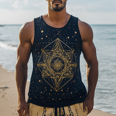 Dwight | Men'S Summer Fashion Geometric Print Polyester Blend Tank Top