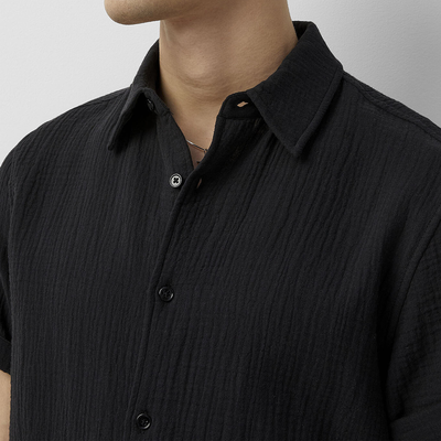 Terrance | Men'S Spring And Summer Casual Pleated Cotton Blended Short Sleeve Shirt