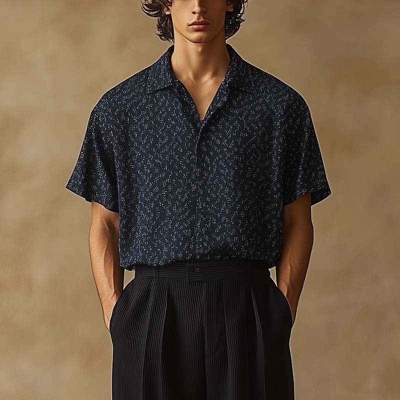 Barry | Men'S Summer Fashion Printed Polyester Blended Short Sleeve Shirt