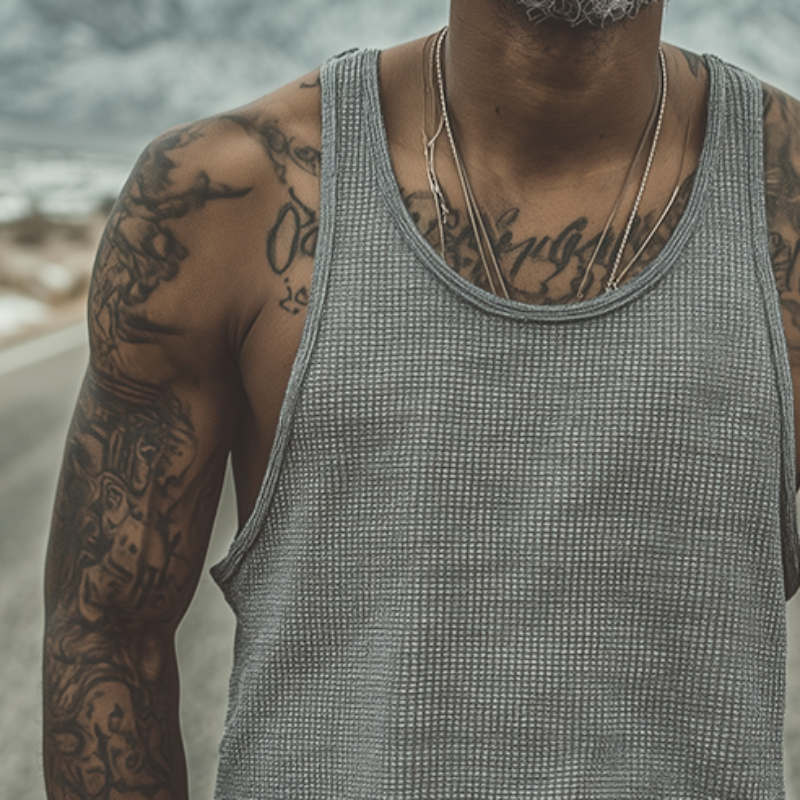 Claude | Men'S Retro Casual Waffle Crew Neck Tank Top