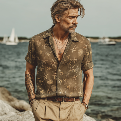 Philip | Men'S Summer Beach Print Short Sleeve Shirt