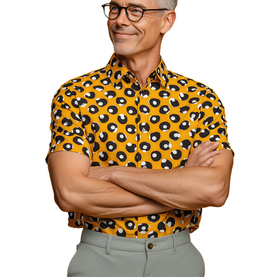 Steven | Men'S Summer Fashion Polka Dot Printed Cotton Blended Short Sleeve Shirt