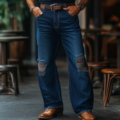Neil | Men'S Western Cowboy Style Ripped Baggy Jeans
