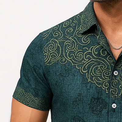 Darin | Men'S Summer Fashion Exquisite Printed Cotton Short Sleeve Shirt