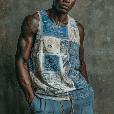 Spencer | Men'S Summer Fashion Stamp Printed Cotton Blended Tank Top