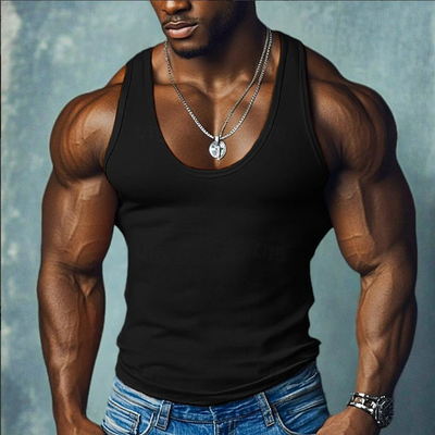 Bruce | Men'S Solid Color Slim Fit Round Neck Sports Tank Top