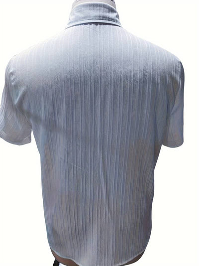Yago® | Ribbed Short-Sleeved Blouse With Button Placket