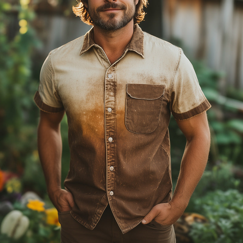 Mitchell | Men'S Summer Fashion Gradient Print Short Sleeve Shirt