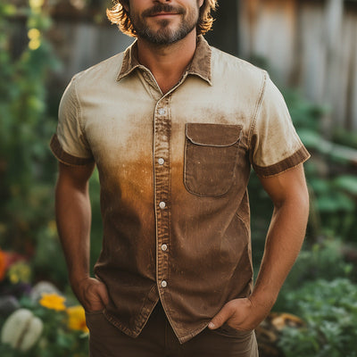 Mitchell | Men'S Summer Fashion Gradient Print Short Sleeve Shirt