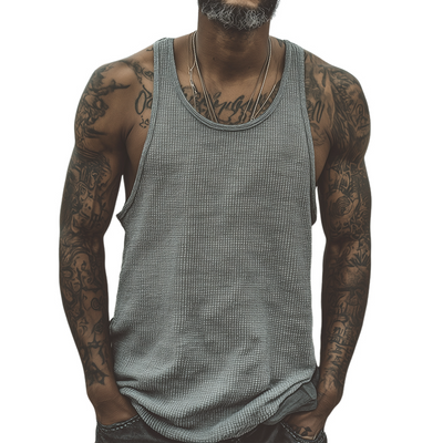 Claude | Men'S Retro Casual Waffle Crew Neck Tank Top