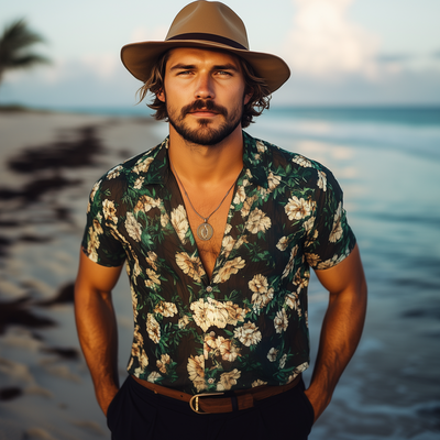 Ricardo | Men'S Summer Casual Chiffon Printed Short Sleeve Shirt