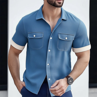 Sebastian | Men'S Summer Business Twill Button Short Sleeve Shirt