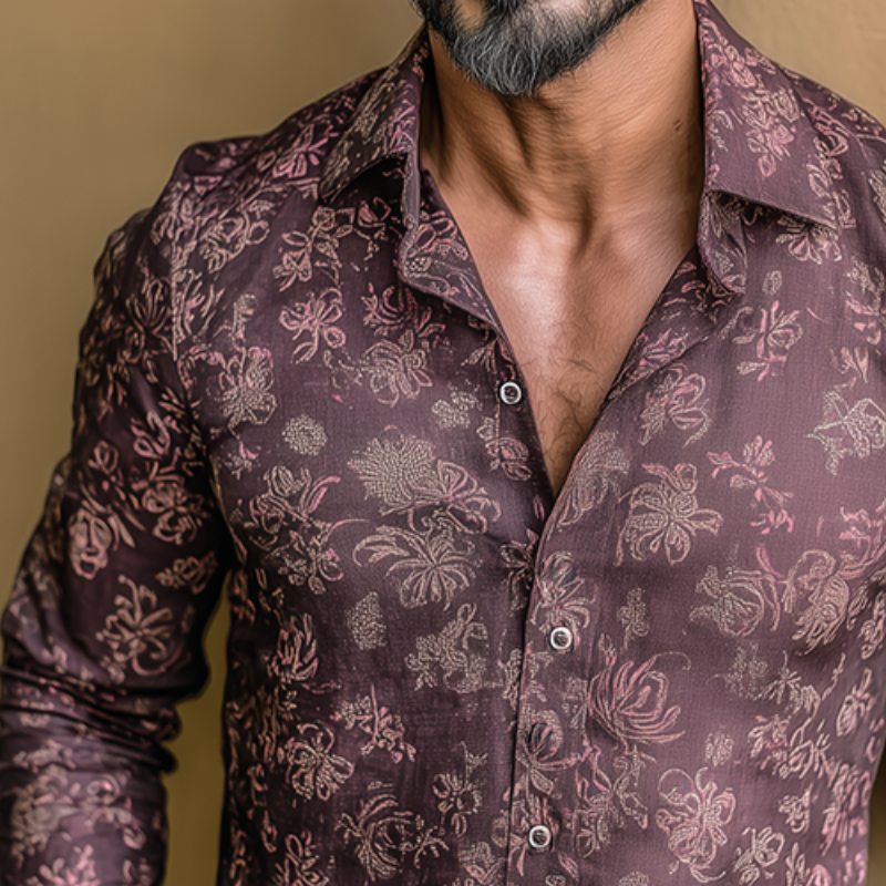 Aaron | Men'S Retro Casual Paisley Print Lapel Long Sleeve Shirt