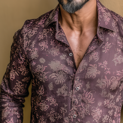 Aaron | Men'S Retro Casual Paisley Print Lapel Long Sleeve Shirt
