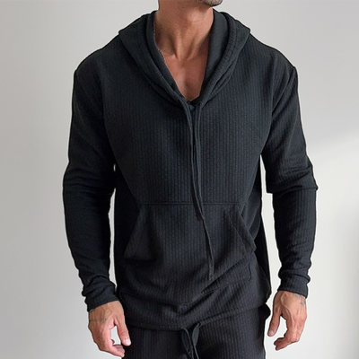 Jacob | Men'S Retro Casual Solid Color Drawstring Hoodie