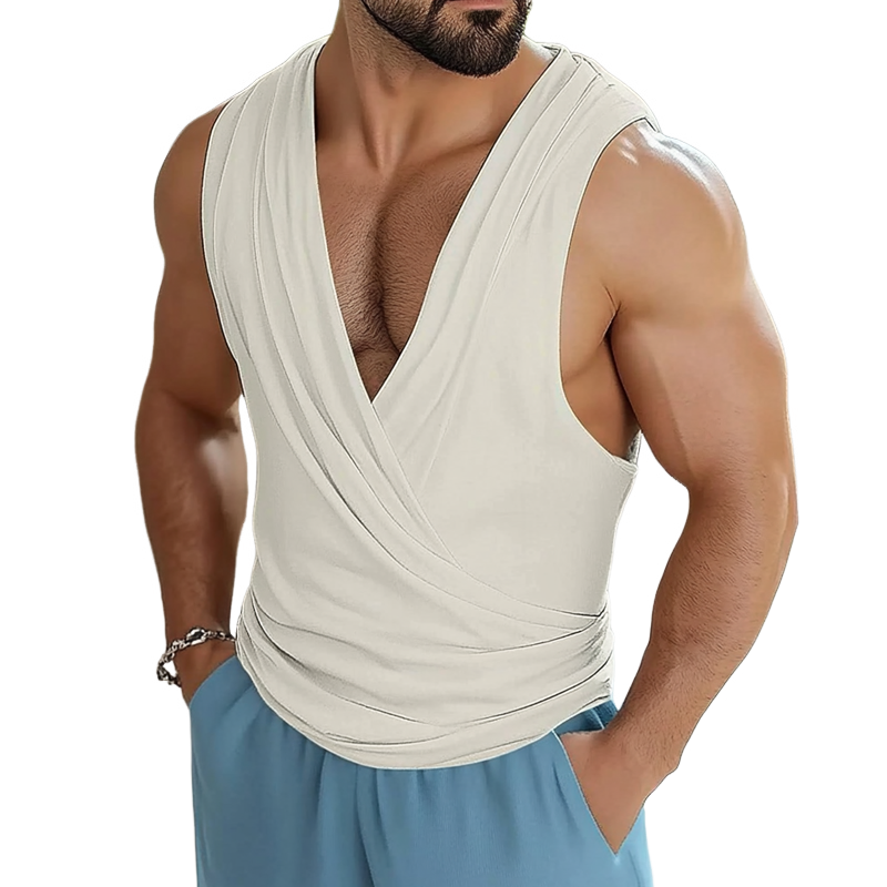 Frederick | Men'S Solid Color Design V-Neck Sleeveless T-Shirt