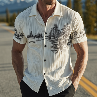 Vince | Men'S Spring And Summer Classic Casual Ribbed Texture Fabric Embroidery Slim Short-Sleeved Shirt