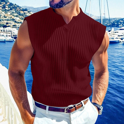 Orin | Men'S Casual Breathable Solid Color V-Neck Slim Fit Knitted Pullover Vest