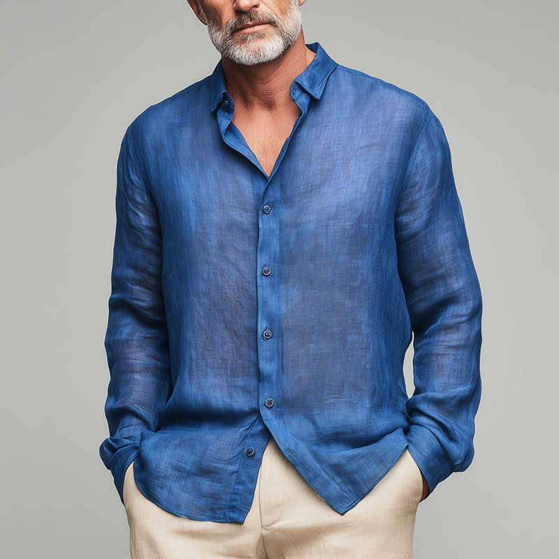 Perry | Men'S Summer Fashion Slub Linen Long Sleeve Shirt