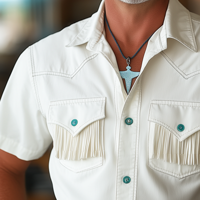 Gabe | Men'S Summer Western Cowboy Style Tassel Short Sleeve Shirt
