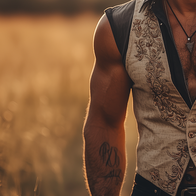 Arnie | Men'S Summer Fashion Fake Two Piece Embroidery Slub Linen Sleeveless Vest