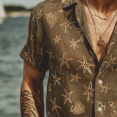 Philip | Men'S Summer Beach Print Short Sleeve Shirt