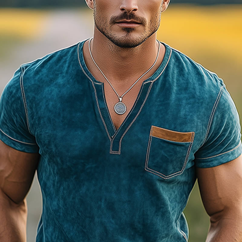 Federico | Men'S Spring And Summer Casual Thin Suede V-Neck Slim Short-Sleeved T-Shirt