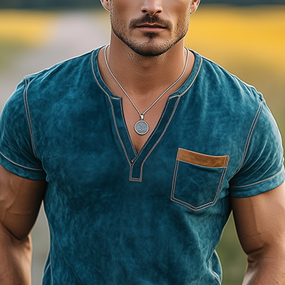 Federico | Men'S Spring And Summer Casual Thin Suede V-Neck Slim Short-Sleeved T-Shirt