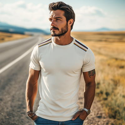 Jerome | Men'S Spring And Summer Fashion Casual Thin Suede Shoulder Stitching Webbing Slim Short-Sleeved T-Shirt