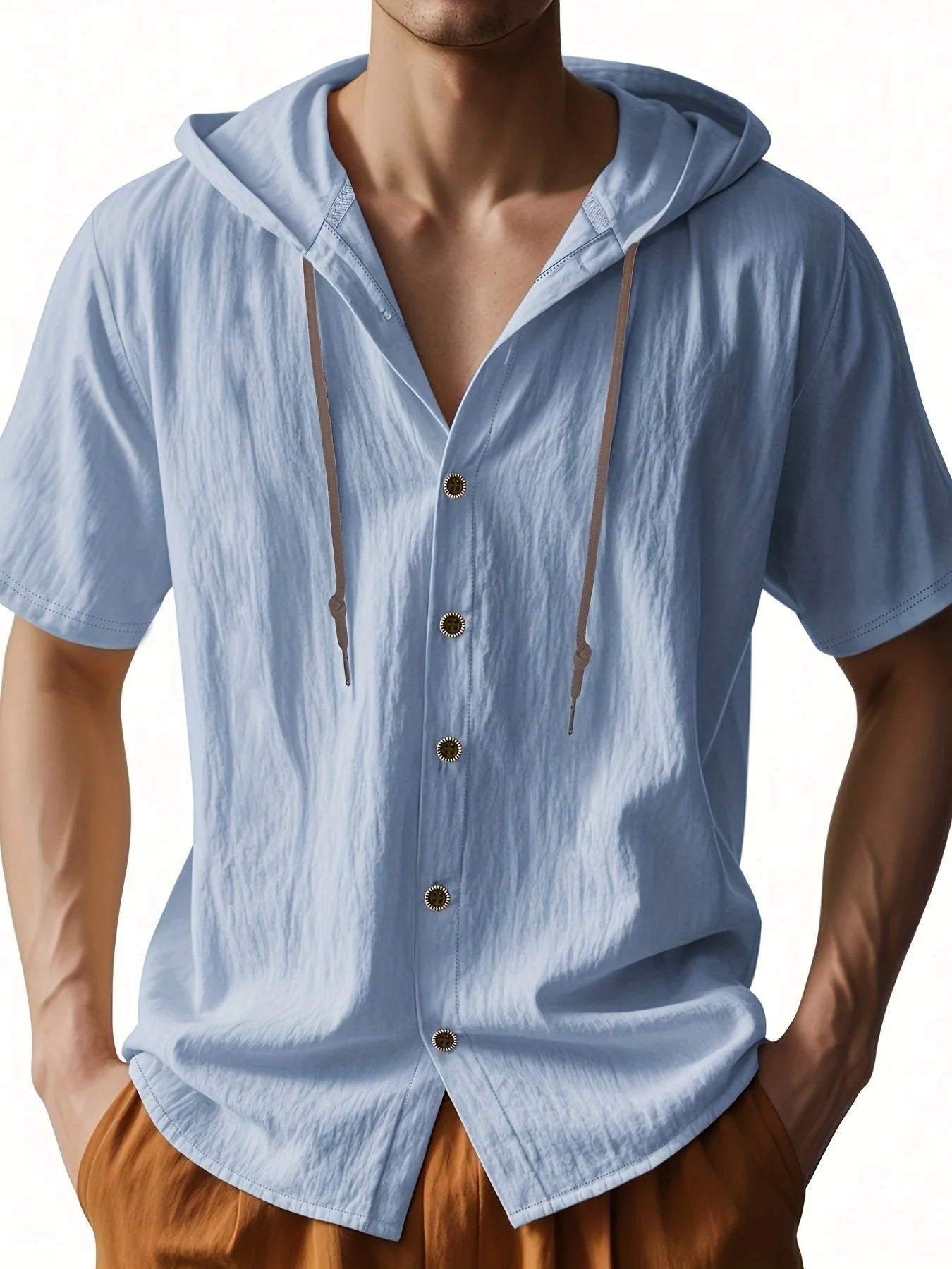 Penn | Lightweight linen shirt with short sleeves and hood
