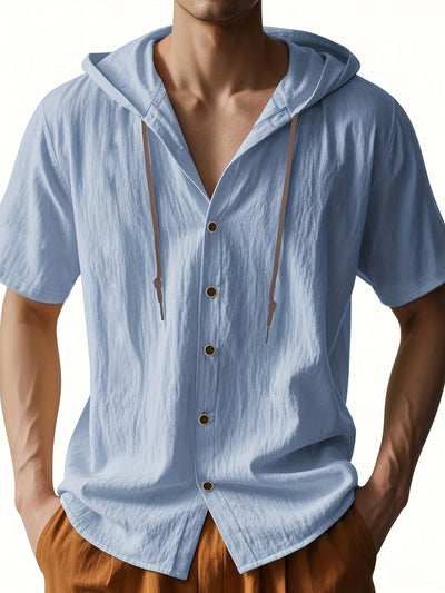 Penn | Lightweight linen shirt with short sleeves and hood
