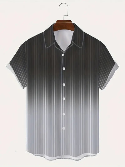 Lurton® | Men'S Short-Sleeved Button-Down Shirt With Gradient And Striped Pattern For Spring/Summer