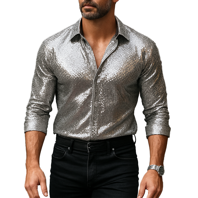 Francisco | Men'S Summer Fashion Sequin Polyester Long Sleeve Shirt
