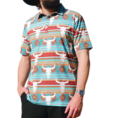 Mark | Men'S Western Cowboy Style Printed Short-Sleeved Polo Shirt
