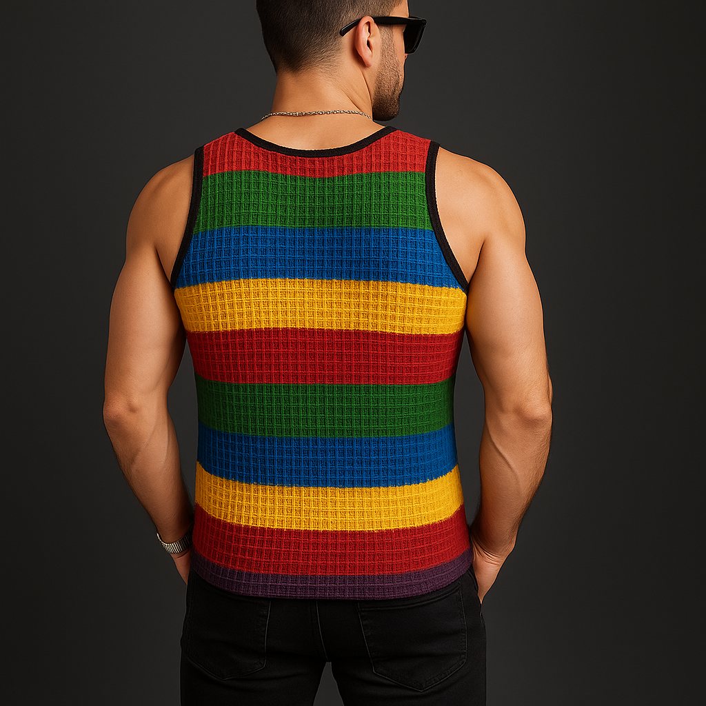 Miguel | Men'S Summer Fashion Colorful Striped Knitted Sleeveless Tank Top