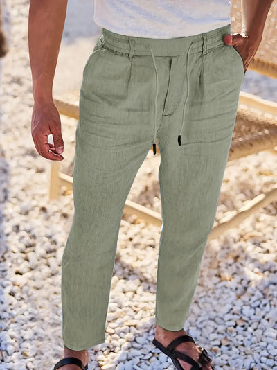 Joshua | Wide-leg linen pants with drawstring