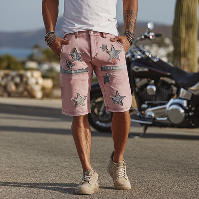 Kurt | Men'S Spring And Summer Fashion Casual Outdoor Washed Denim Patch Pattern Shorts