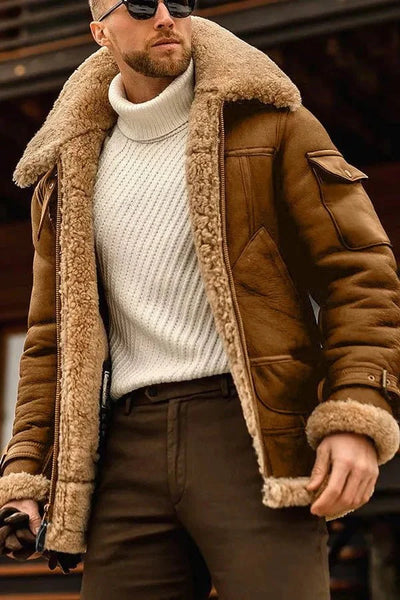 Massimo | Fashionable leather jacket with stand-up collar and zipper