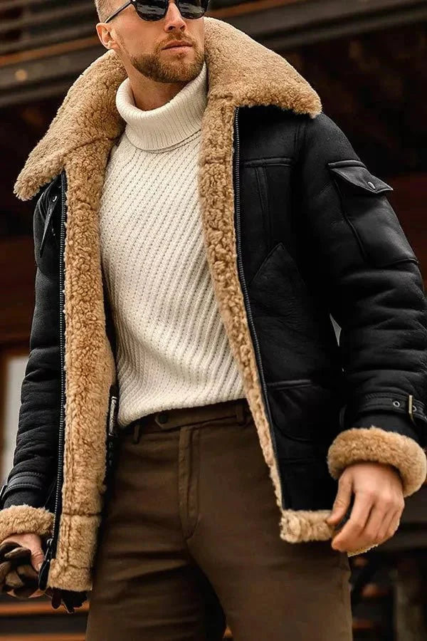 Massimo | Fashionable leather jacket with stand-up collar and zipper