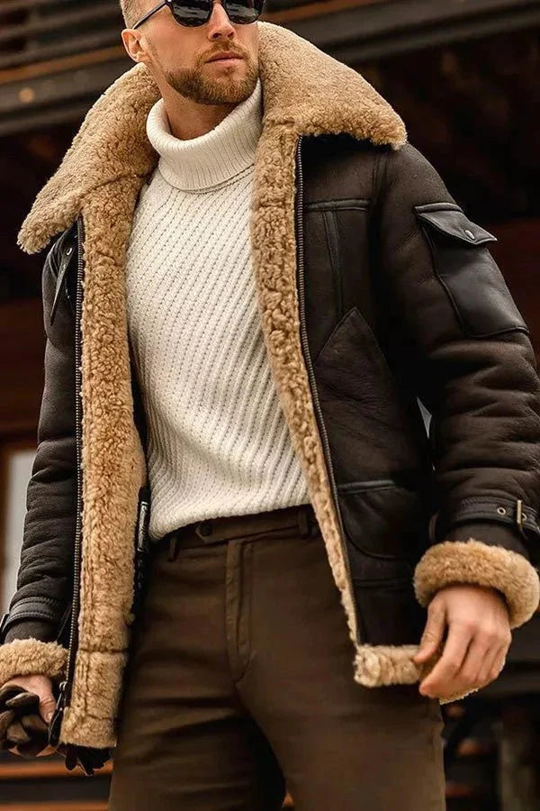 Massimo | Fashionable leather jacket with stand-up collar and zipper