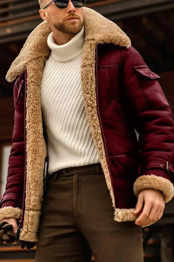 Massimo | Fashionable leather jacket with stand-up collar and zipper