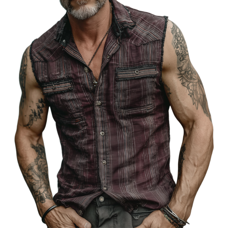 Cruz | Men'S Vintage Check Multi-Pocket Lapel Vest