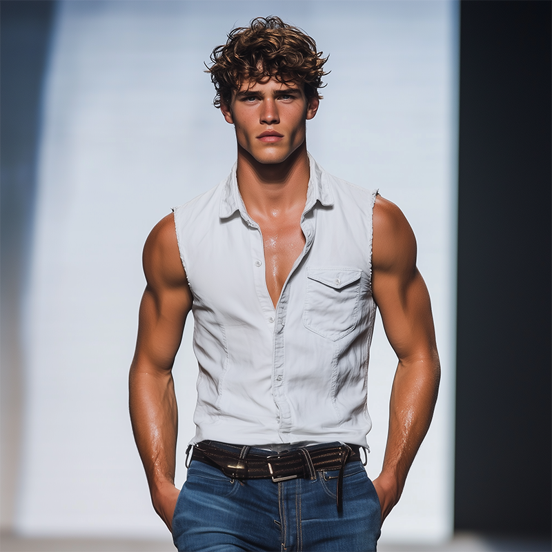 Juan | Men'S Spring And Summer Fashion Casual Denim Washed Slim Fit Sleeveless Shirt