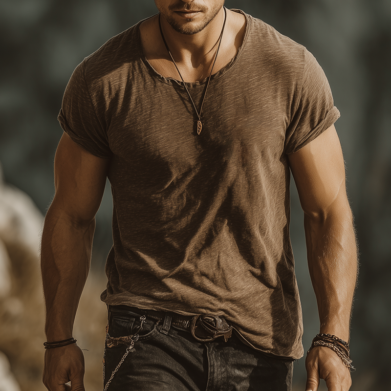 Earl | Men'S Retro Casual Cotton Round Neck Short Sleeve T-Shirt