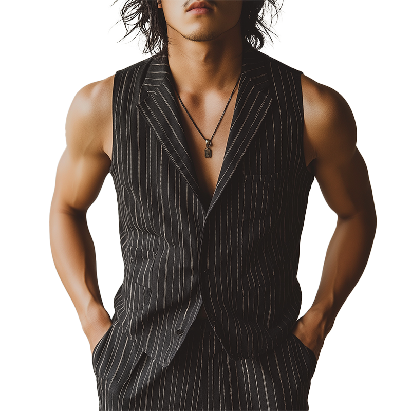 Orlando | Men'S Summer Fashion Classic Striped Cotton And Linen Sleeveless Shirt