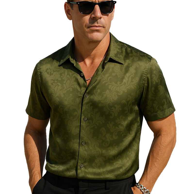 Seth | Men'S Summer Fashion Comfortable Printed Satin Short Sleeve Shirt