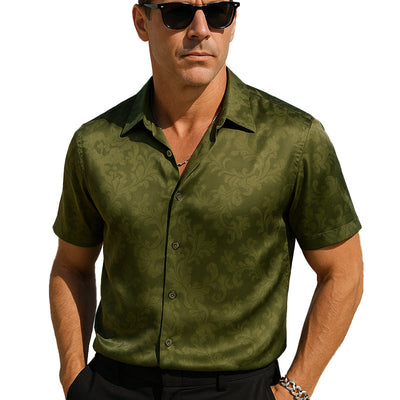 Seth | Men'S Summer Fashion Comfortable Printed Satin Short Sleeve Shirt