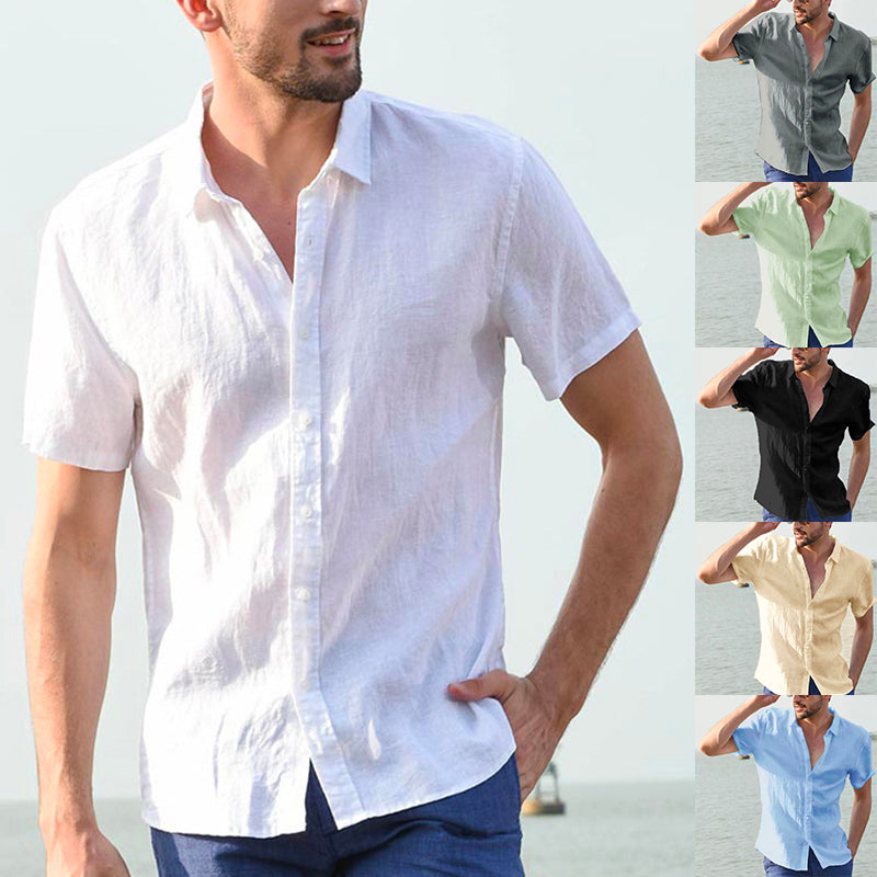 Kadar® | Men'S Solid Color Short-Sleeved Shirt With Lapels