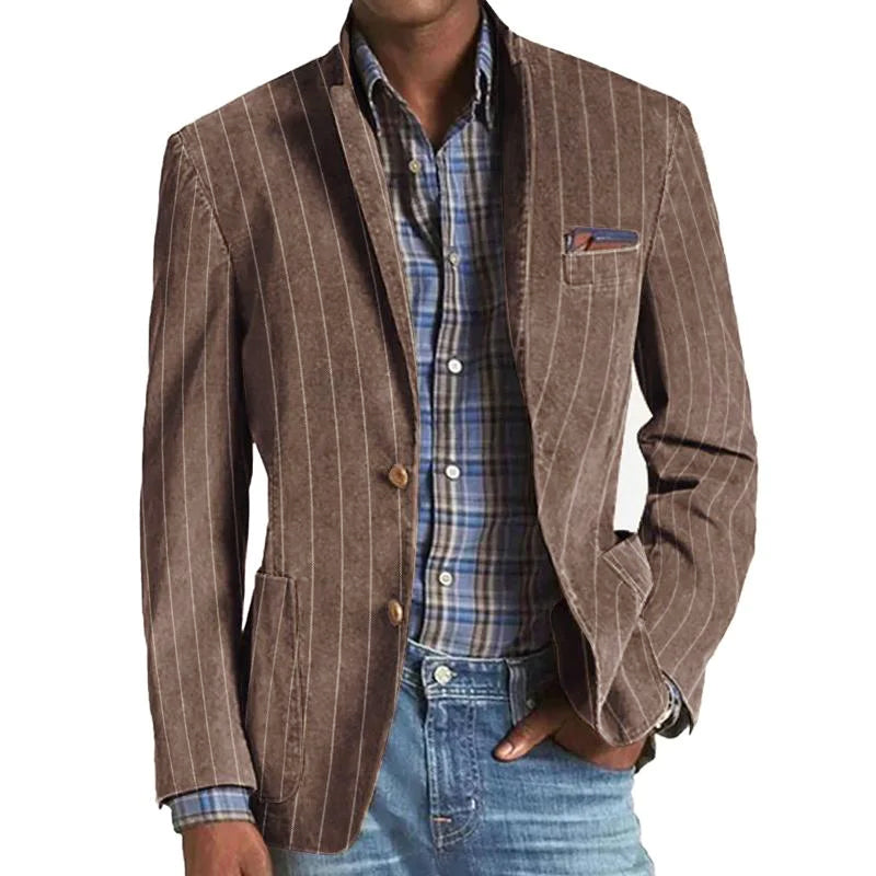 Men's Vintage Striped Lapel Single-Breasted Blazer