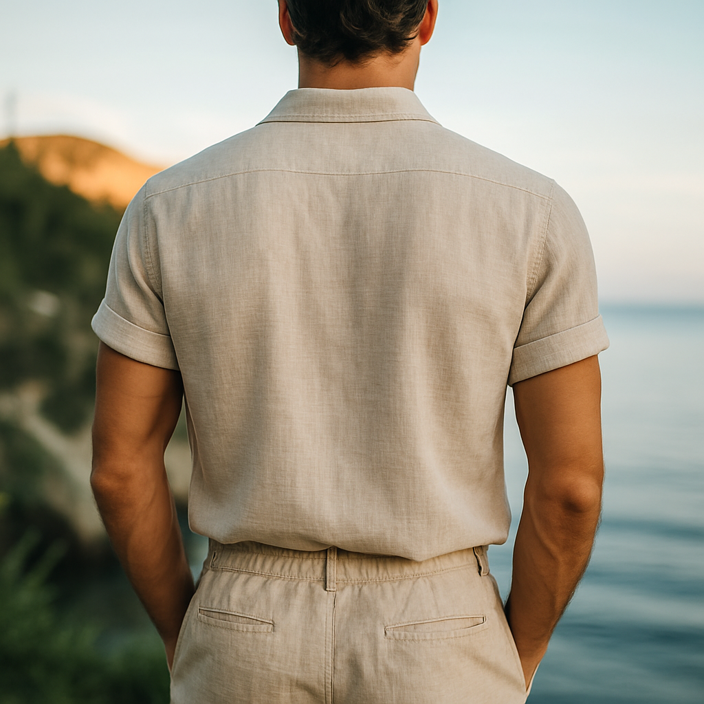 Harold | Men'S Retro Stand Collar Embroidered Cotton And Linen Short Sleeve Shirt